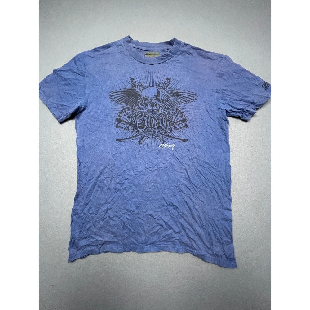 Billabong‎ T Shirt Cotton Blue Graphic Skull Wing Mens L